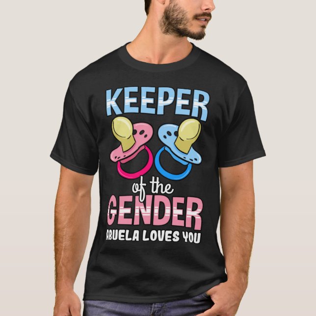 Camiseta Keeper Of The Gender Abuela Loves You Baby Shower  (Anverso)