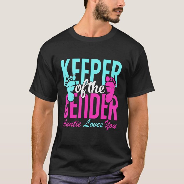 Camiseta Keeper Of The Gender Auntie Loves You Gender Revea (Anverso)
