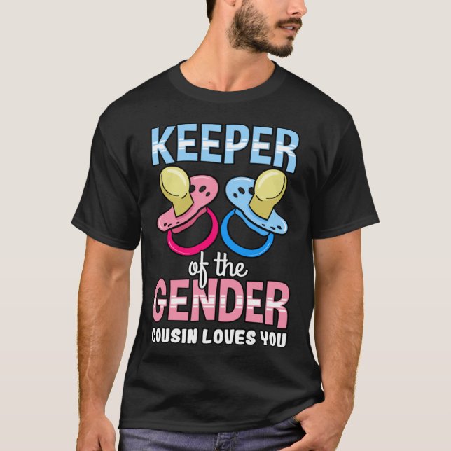 Camiseta Keeper Of The Gender Cousin Loves You Baby Shower  (Anverso)