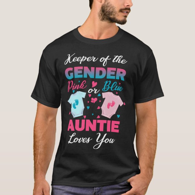 Camiseta Keeper Of The Gender Pink Or Blue Auntie Loves You (Anverso)