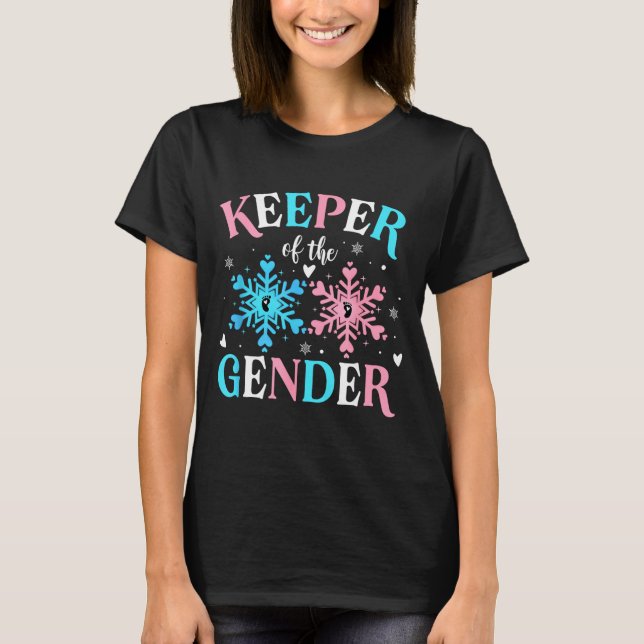 Camiseta Keeper Of The Gender Reveal Baby Snowflake Nk Or B (Anverso)