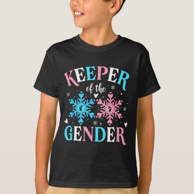Camiseta Keeper Of The Gender Reveal Baby Snowflake Nk Or B (Anverso)