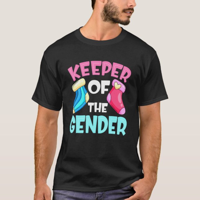 Camiseta Keeper Of The Gender Reveal Baby Sock  Pink Blue (Anverso)