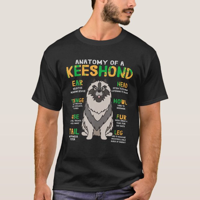Camiseta Keeshond Anatomy Funny Dog Mamá Dad T Shirt (Anverso)