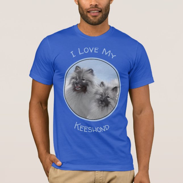 Camiseta Keeshond Pair de Kees pintura animal original (Anverso)