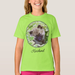 Camiseta Keeshond Puppy en el jardín pintando arte original