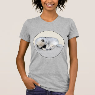 Camiseta Keeshond Sleeping Pinting Pintura Original De Perr
