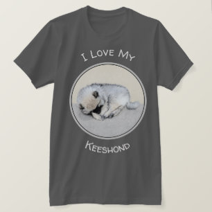 Camiseta Keeshond Sleeping Pinting Pintura Original De Perr