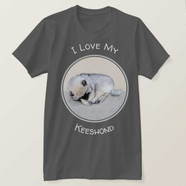 Camiseta Keeshond Sleeping Pinting Pintura Original De Perr (Anverso del diseño)