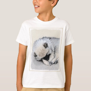 Camiseta Keeshond Sleeping Pinting Pintura Original De Perr