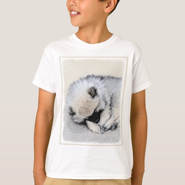 Camiseta Keeshond Sleeping Pinting Pintura Original De Perr (Anverso)