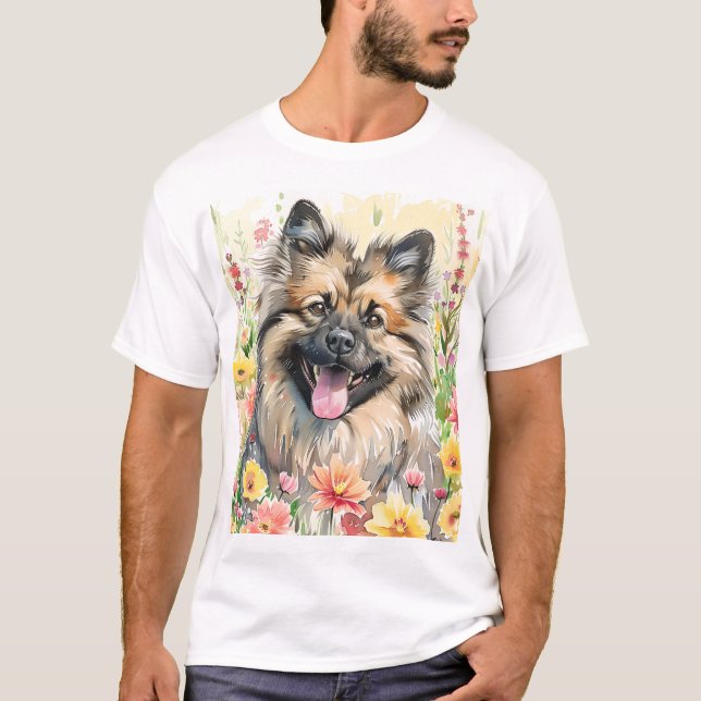 Camiseta Keeshond Watercolor Men's T-Shirt (Anverso)