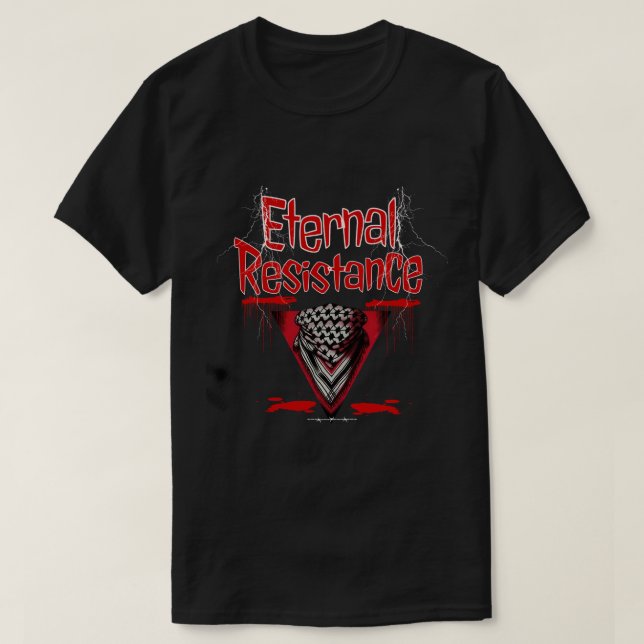 Camiseta Keffiyeh del Triángulo Rojo invertido (Diseño del anverso)
