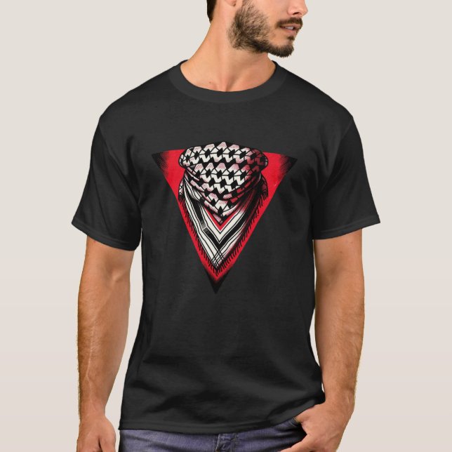 Camiseta Keffiyeh del Triángulo Rojo invertido (Anverso)
