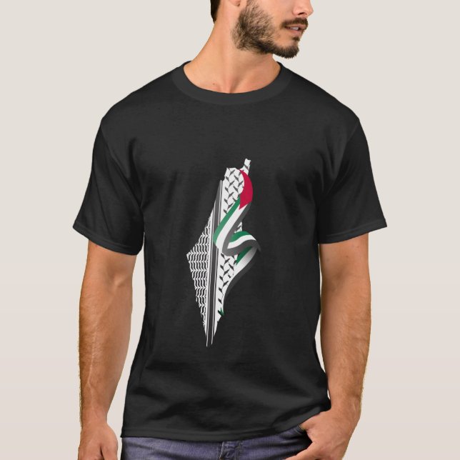 Camiseta Keffiyeh Palestina Map Arabic Scarf Shemagh Palest (Anverso)
