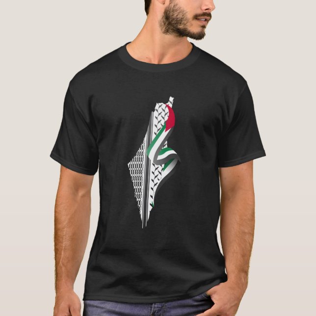Camiseta Keffiyeh Palestina Map Arabic Scarf Shemagh Palest (Anverso)