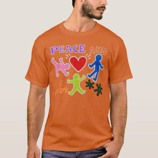 Camiseta Keith Graffiti Peace and Love Art Bold Bright Cart