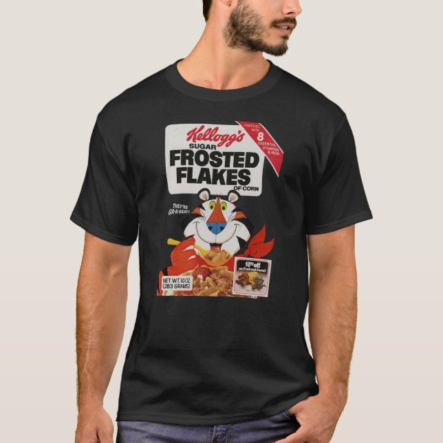 Camiseta Kellogg's Frosted Flakes 1980's Cereal Box Tony th (Anverso)