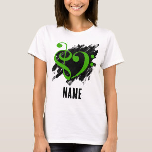 Camiseta Kelly Green Treble Clef Bass Clef Heart