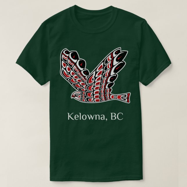 Camiseta Kelowna: ave nativa de Hawk roja de mucho arte de  (Diseño del anverso)