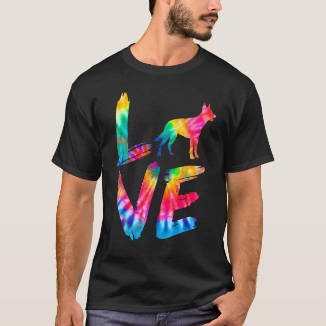 Camiseta Kelpie Tie Dye Love Dog Mom Dad (Anverso)