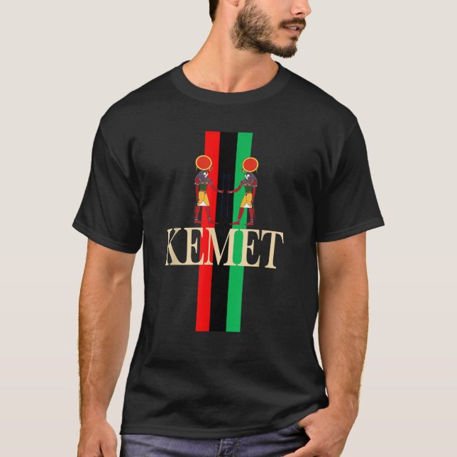 Camiseta Kemet T Shirt Tee egipcio antiguo con Pan Africa (Anverso)