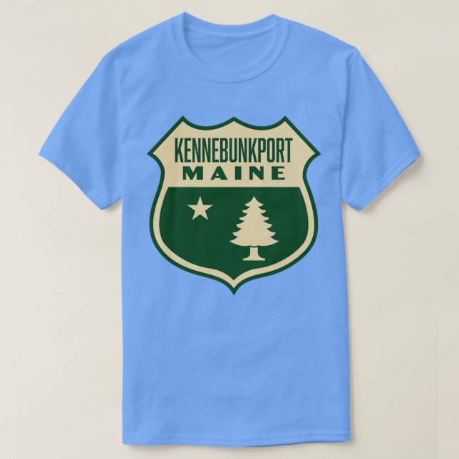 Camiseta Kennebunkport Maine Retro Pine Tree Shield Tan (Diseño del anverso)
