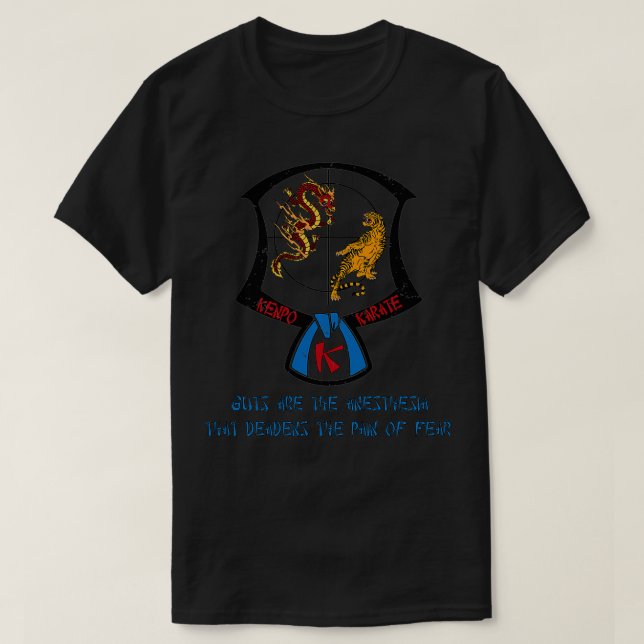 Camiseta Kenpo Karate Cinturón Azul diciendo (Diseño del anverso)