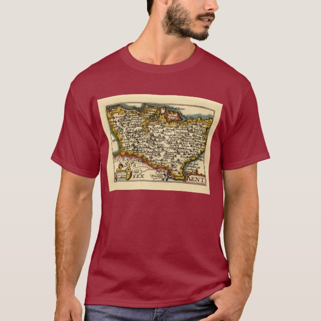 Camiseta Kent County England Anticuario Mapa de Velocidad d (Anverso)