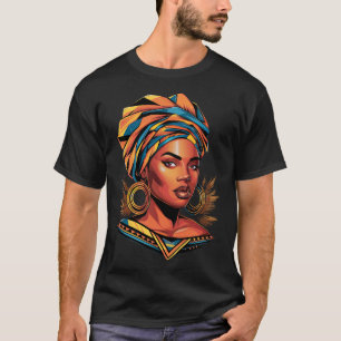 Camiseta Kente Cloth Head Wrap Beautiful Black Afro Woman E