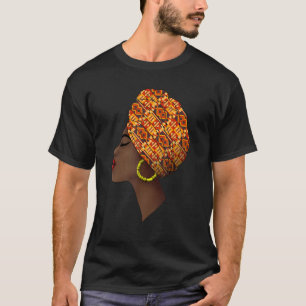 Camiseta Kente Cloth Head Wrap Black Melanin Afro Woman Afr