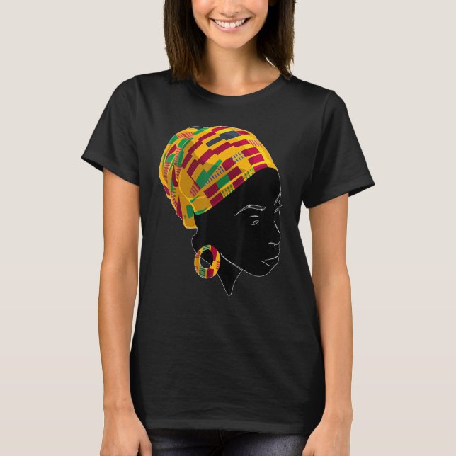 Camiseta Kente Cloth Head Wrap For African American Women (Anverso)