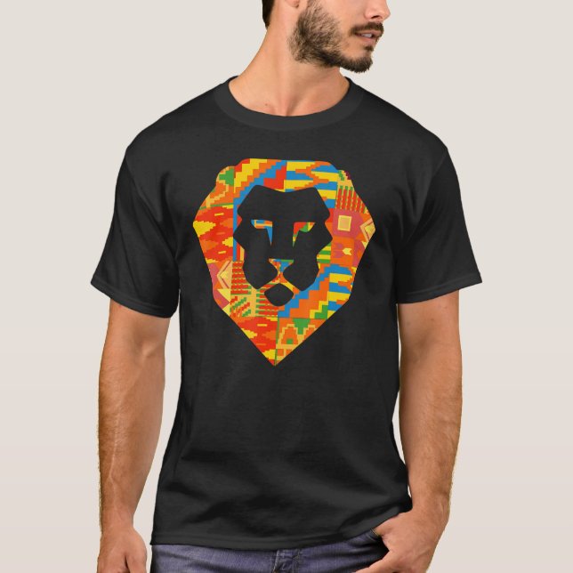 Camiseta Kente Lion Ghana Orgulloso de los textiles african (Anverso)