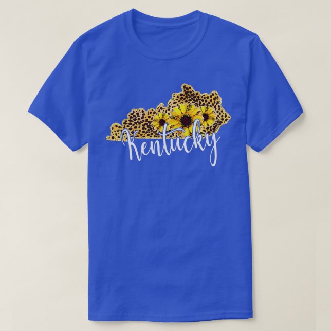 Camiseta Kentucky Sunflower Leopard State Map  (Diseño del anverso)