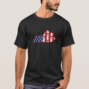 Camiseta Kentucky Usa Bandera Cruz Dios Jesús Hogar Cristia