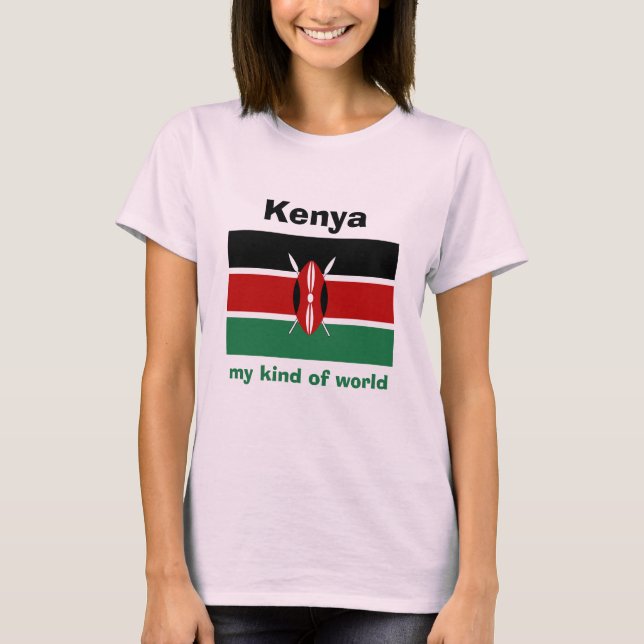 Camiseta Kenya Bandera + Mapa + Texto (Anverso)