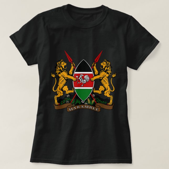 Camiseta Kenya Escudo de armas Afiche de la bandera de los  (Diseño del anverso)