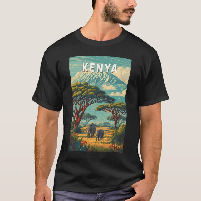 Camiseta Kenya Illustration Travel Art Vintage (Anverso)