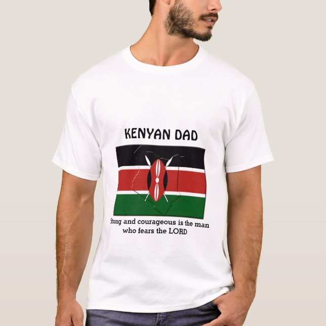 Camiseta KENYAN DAD Fuerte y valiente personalizada (Anverso)