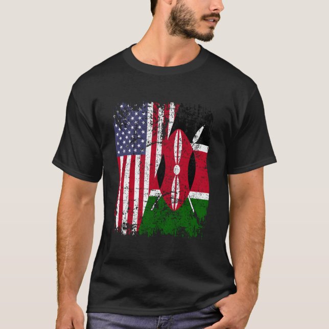 Camiseta Kenyan Roots Half American Flag Kenya (Anverso)
