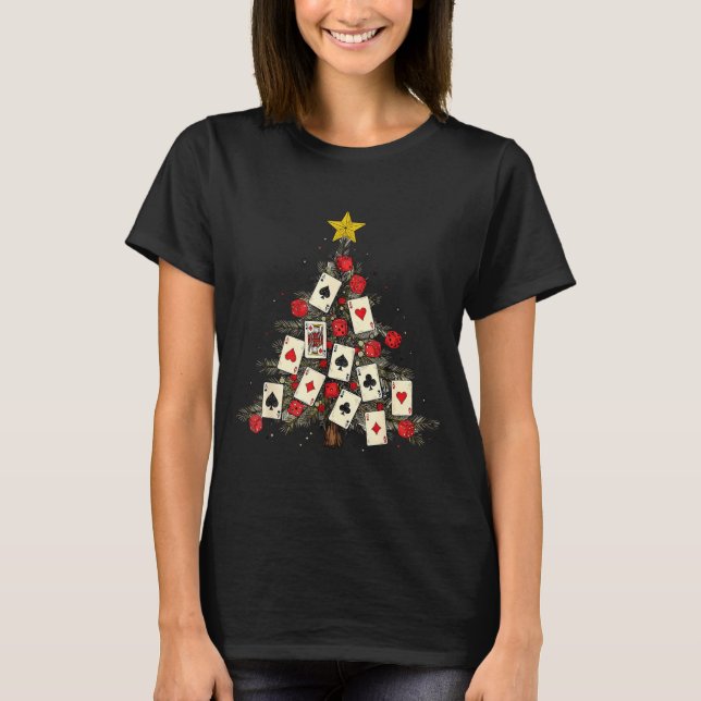 Camiseta Ker Cards Christmas Tree Gambling Funny Xmas Men  (Anverso)