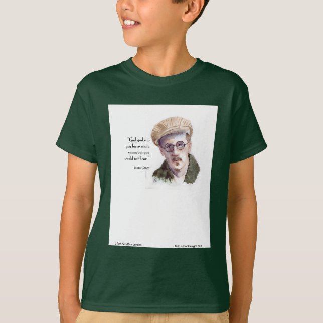 Camiseta Kerr/Londres James Joyce y la cita "Dios habló" (Anverso)