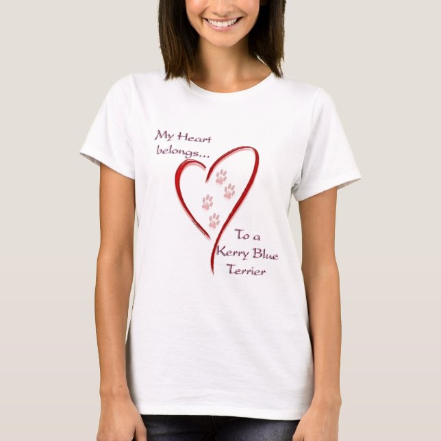 Camiseta Kerry Blue Terrier Heart Pertenece (Anverso)