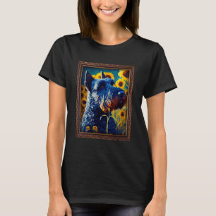 Camiseta Kerry Blue Terrier Pintando Flor De Girasol Mamá W