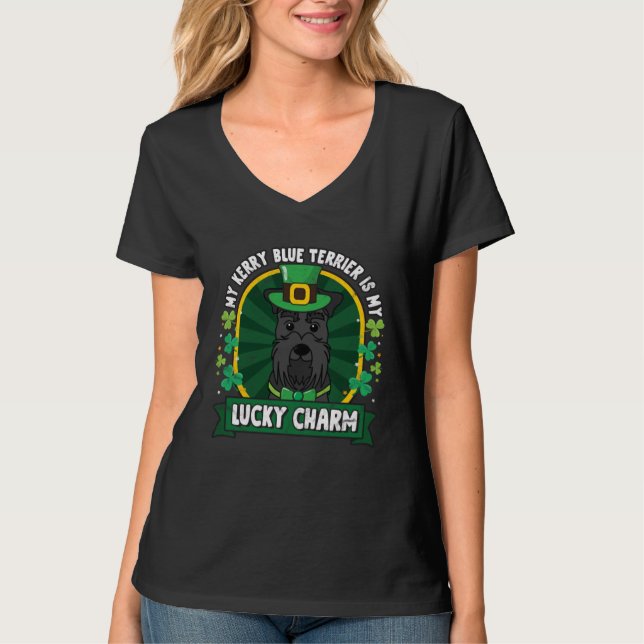 Camiseta Kerry Blue Terrier St Patricks Lucky Charm Mom Dad (Anverso)