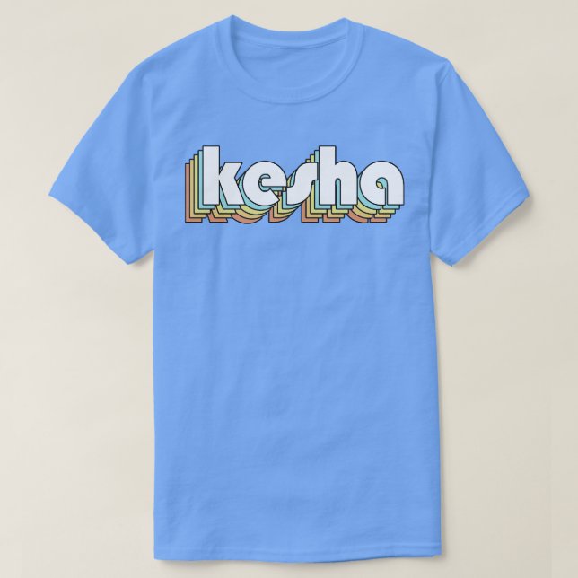 Camiseta Kesha Retro Estilo de tipografía arcoiris oscuro (Diseño del anverso)