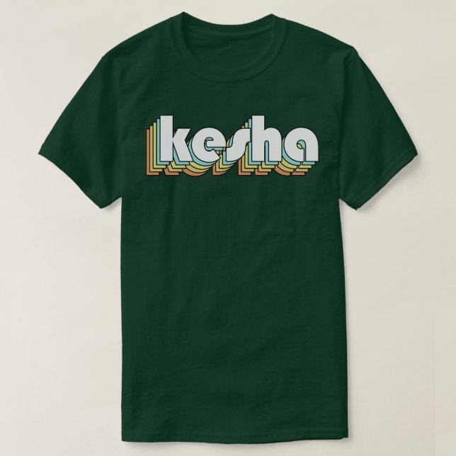 Camiseta Kesha Retro Estilo de tipografía arcoiris oscuro (Diseño del anverso)