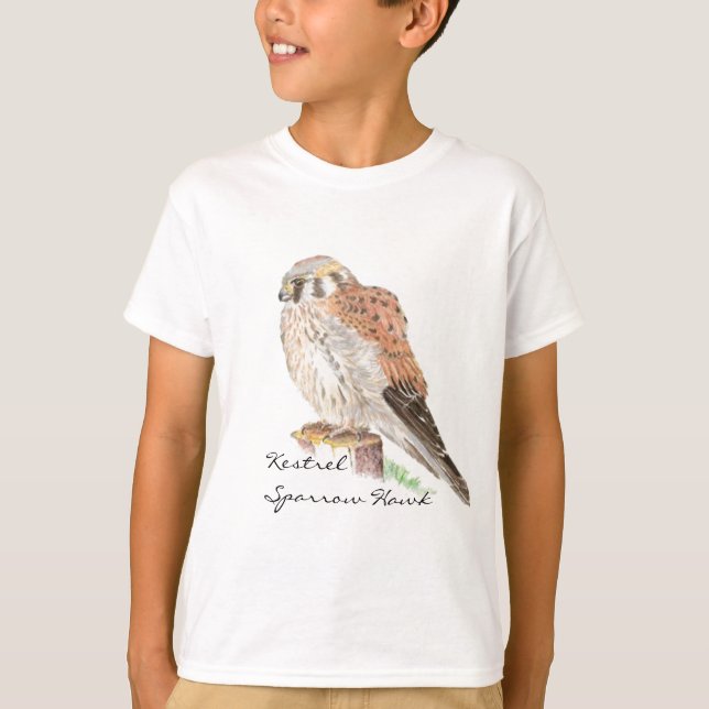 Camiseta Kestrel Sparrow Hawk, acuarela (Anverso)