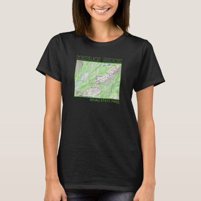 Camiseta Kesugi Ridge Hiking Map Denali State Park Alaska S (Anverso)