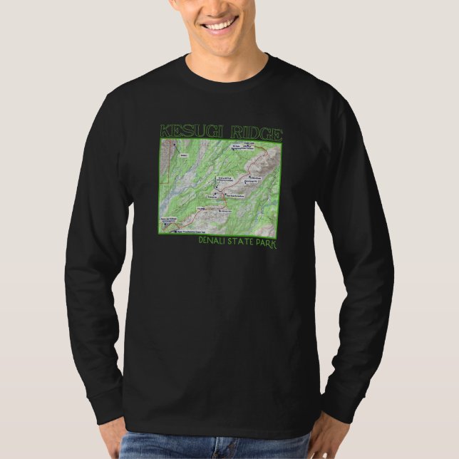 Camiseta Kesugi Ridge Hiking Map Denali State Park Alaska S (Anverso)
